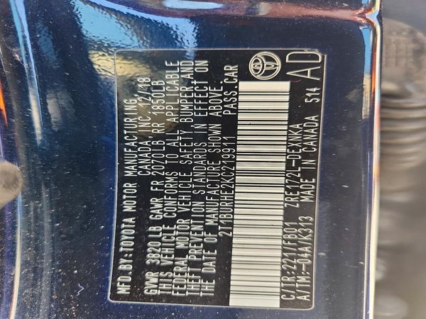 2019 TOYOTA COROLLA L/LE/SE/XLE/XSE