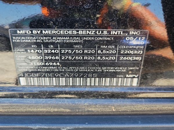 2012 MERCEDES-BENZ GL-CLASS GL450 4-MATIC — VINS