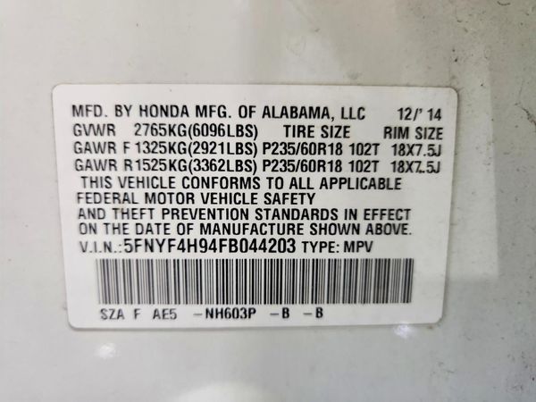 2015 HONDA PILOT TOURING