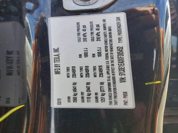 2019 TESLA MODEL 3
