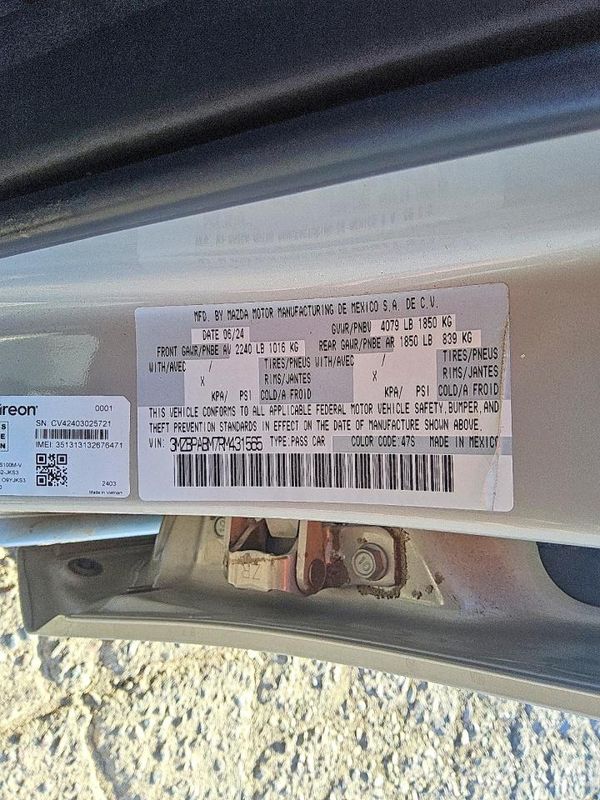 2024 MAZDA 3 Select Sport Package — VINS