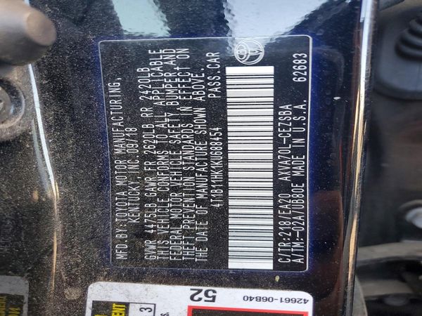2019 TOYOTA CAMRY L/LE/SE/XLE