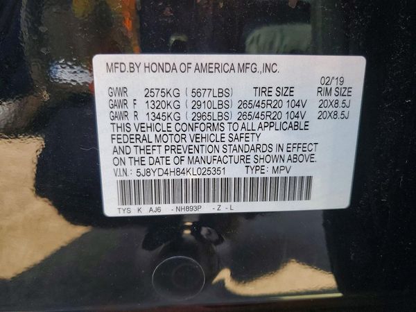 2019 ACURA MDX SH-AWD ADVANCE 6P
