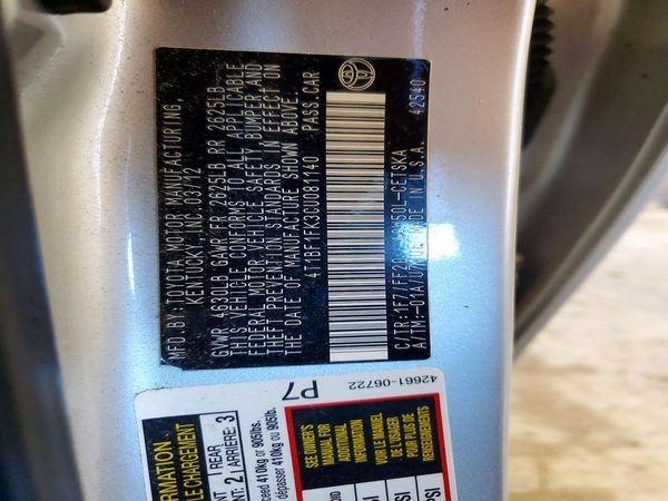 2012 TOYOTA CAMRY — VINS