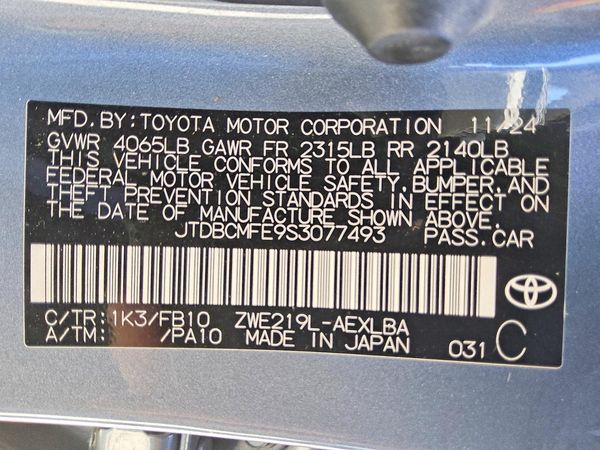 2025 TOYOTA COROLLA LE, XLE, SE