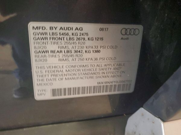 2018 AUDI Q5 quattro Premium Plus — VINS