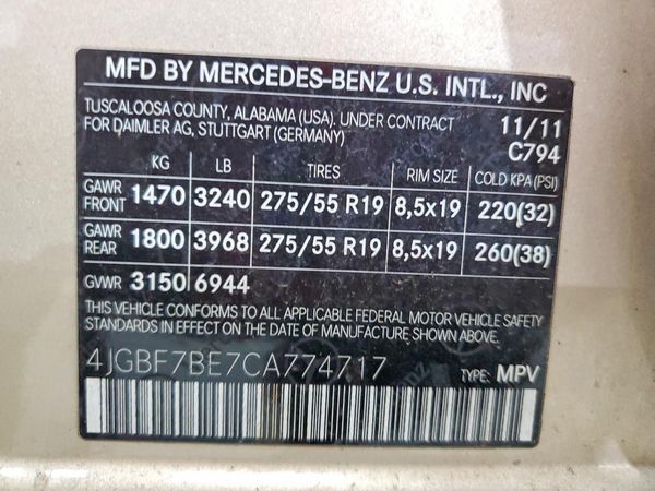 2012 MERCEDES-BENZ GL GL450 4-MATIC
