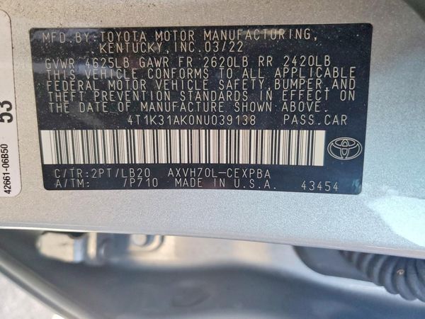 2022 TOYOTA CAMRY