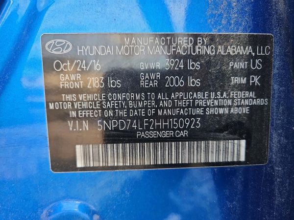 2017 HYUNDAI ELANTRA SE Base