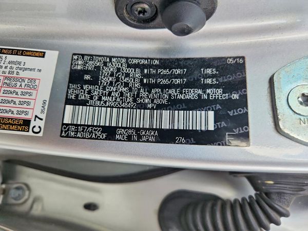 2016 TOYOTA 4RUNNER Base Grade — VINS