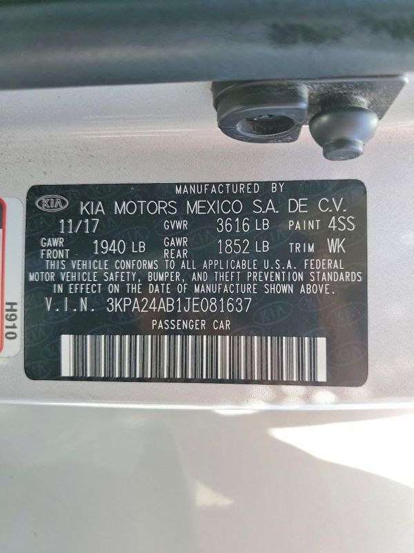 2018 KIA RIO LX, S
