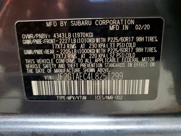 2020 SUBARU CROSSTREK Premium+ES+BSD