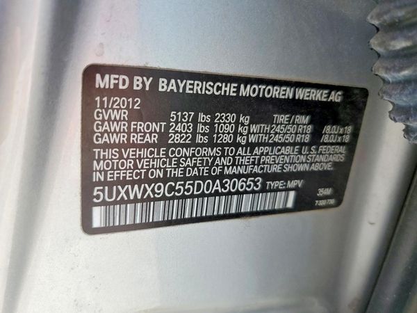 2013 BMW X3 xDrive28i — VINS