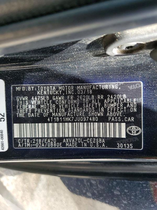 2018 TOYOTA CAMRY L/LE/SE/XLE