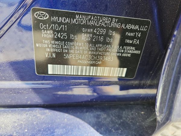 2012 HYUNDAI SONATA Middle-low level