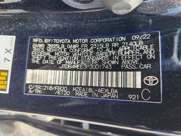2023 TOYOTA COROLLA L, LE, SE, XLE