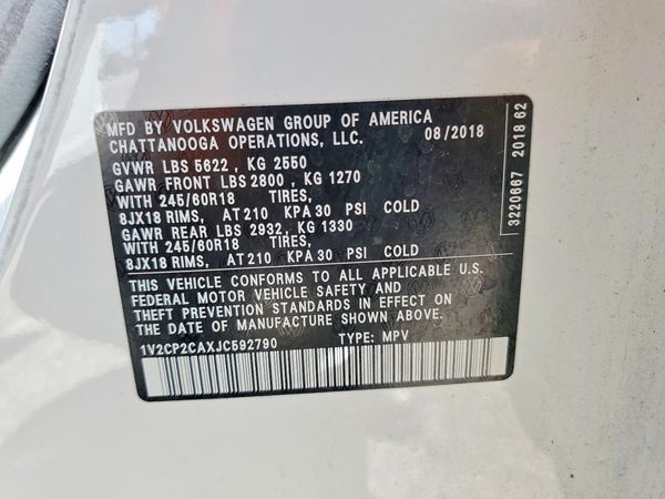 2018 VOLKSWAGEN ATLAS SE