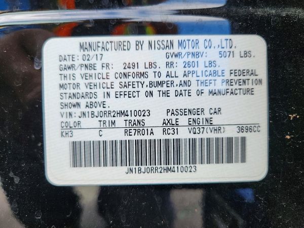 2017 INFINITI QX50 — VINS