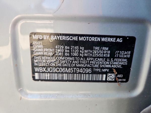 2021 BMW X1 xDrive28i — VINS