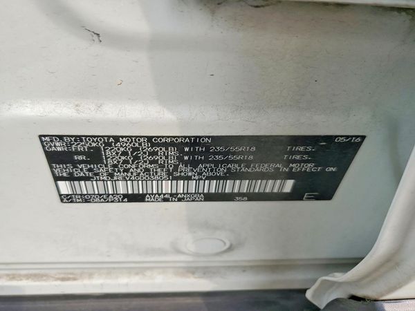 2016 TOYOTA RAV4 Limited (G Grade) — VINS