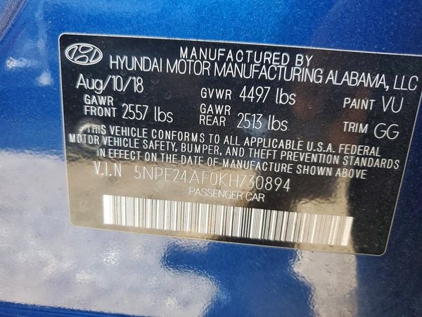 2019 HYUNDAI SONATA