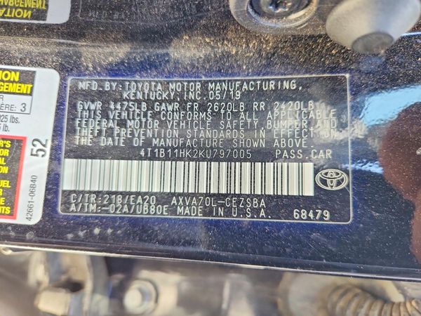2019 TOYOTA CAMRY L/LE/SE/XLE
