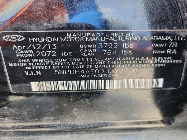 2013 HYUNDAI ELANTRA — VINS