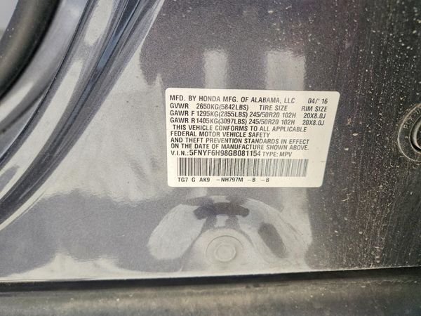 2016 HONDA PILOT TOURING — VINS