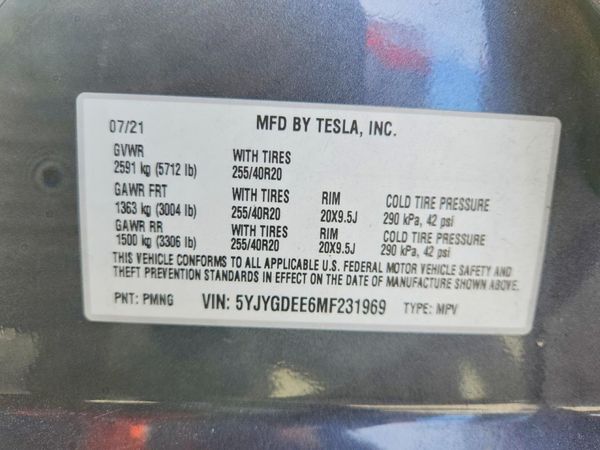 2021 TESLA MODEL Y — VINS