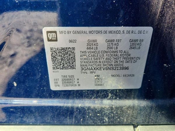 2022 CHEVROLET EQUINOX LT (1LT) — VINS