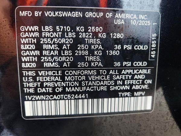 2026 VOLKSWAGEN ATLAS SE