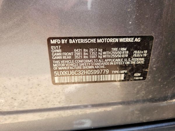 2017 BMW X6 xDrive50i — VINS