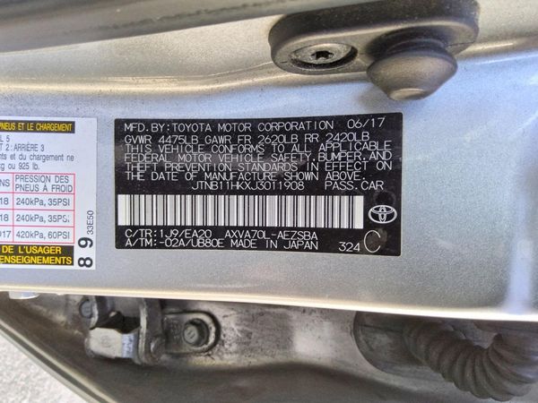 2018 TOYOTA CAMRY LE/SE/XLE/XSE — VINS