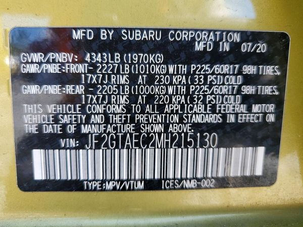 2021 SUBARU CROSSTREK Premium+ES+BSD