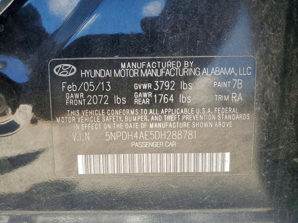 2013 HYUNDAI ELANTRA — VINS