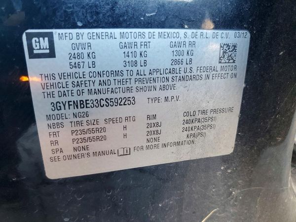 2012 CADILLAC SRX