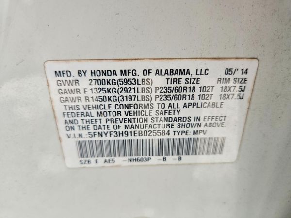 2014 HONDA PILOT TOURING — VINS