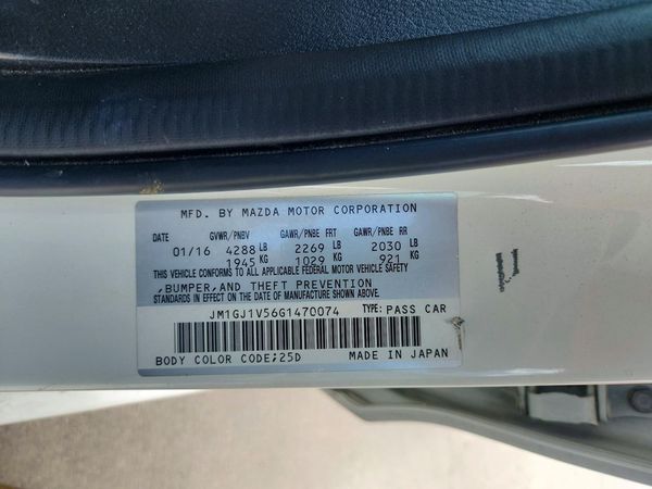 2016 MAZDA 6 Touring/GS