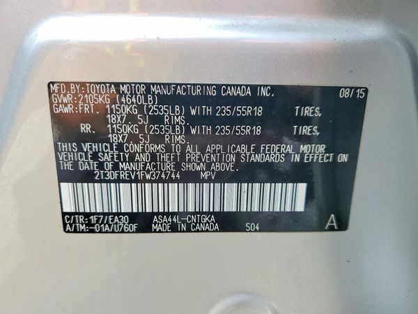 2015 TOYOTA RAV4 Limited (G Grade)