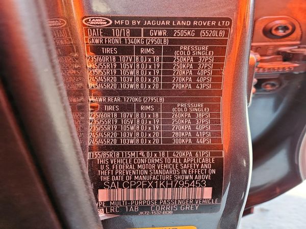 2019 LAND ROVER DISCOVERY SE — VINS