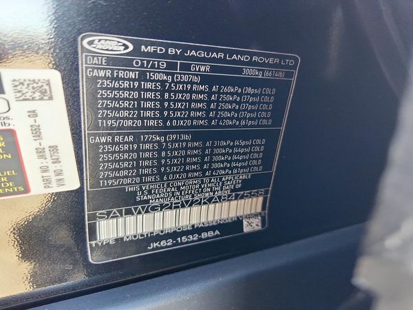 2019 LAND ROVER RANGE ROVER SPORT SE