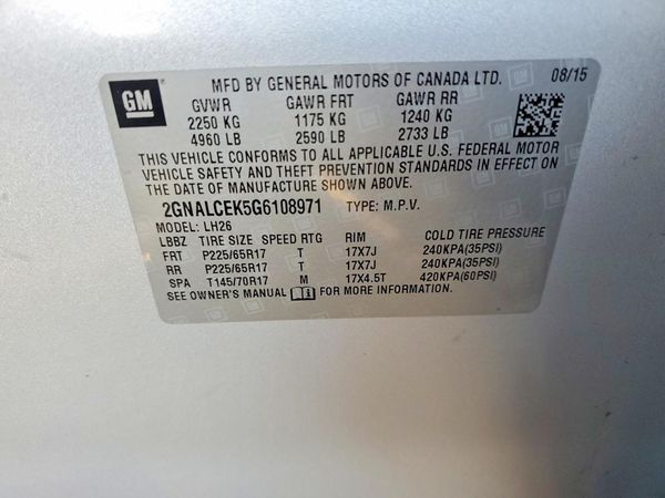 2016 CHEVROLET EQUINOX LT
