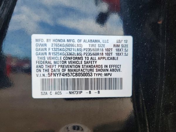 2012 HONDA PILOT EX-L