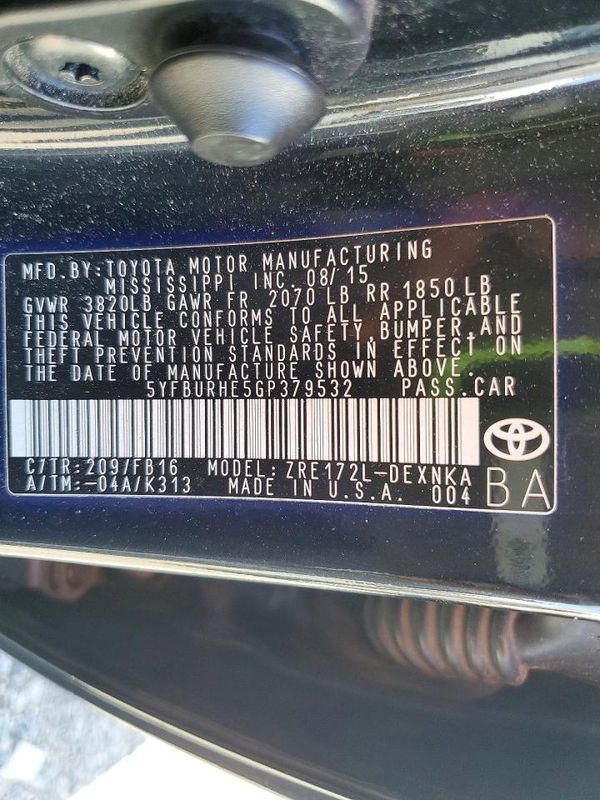 2016 TOYOTA COROLLA L/LE