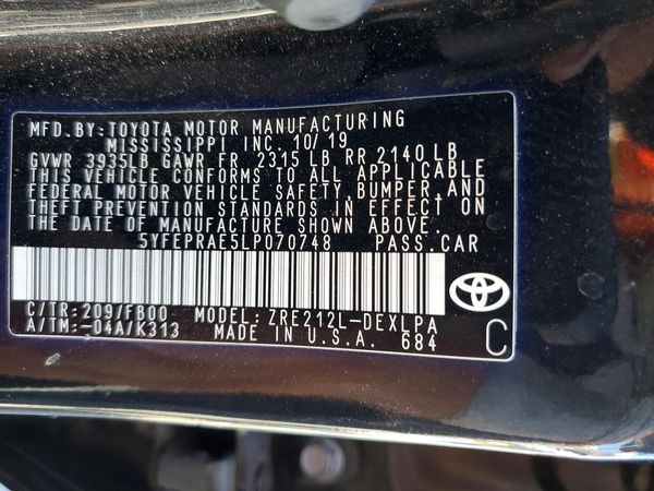 2020 TOYOTA COROLLA LE