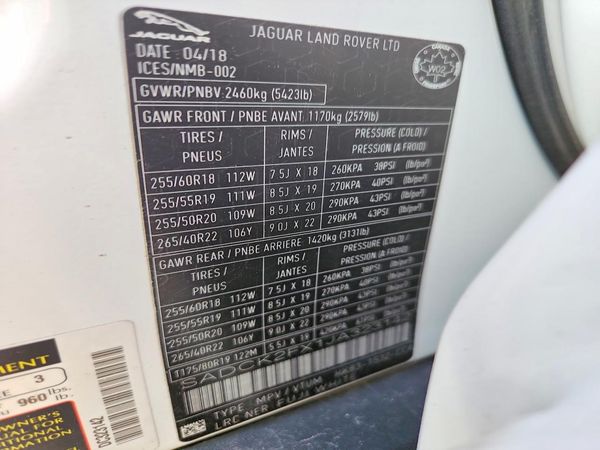 2018 JAGUAR F-PACE Standard