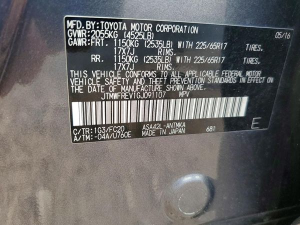 2016 TOYOTA RAV4 XLE (M Grade)