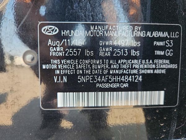 2017 HYUNDAI SONATA — VINS