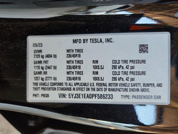 2023 TESLA MODEL 3