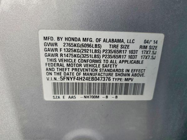 2014 HONDA PILOT LX